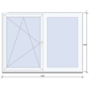 150×120 cm fele fix, fele bukó-nyíló műanyag ablak