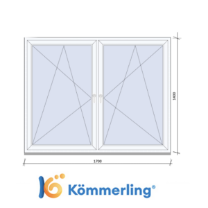 KÖMMERLING 170×140 cm TOKOSZTOTT bukó-nyíló ablak 3 rétegű üveggel