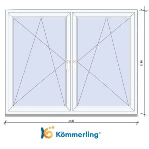 KÖMMERLING 150×120 cm TOKOSZTOTT bukó-nyíló ablak 3 rétegű üveggel
