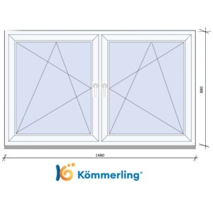 KÖMMERLING 150×90 cm TOKOSZTOTT bukó-nyíló ablak