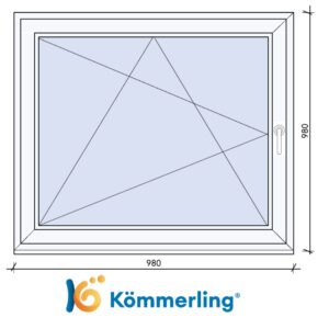 KÖMMERLING 100×100 cm bukó-nyíló ablak
