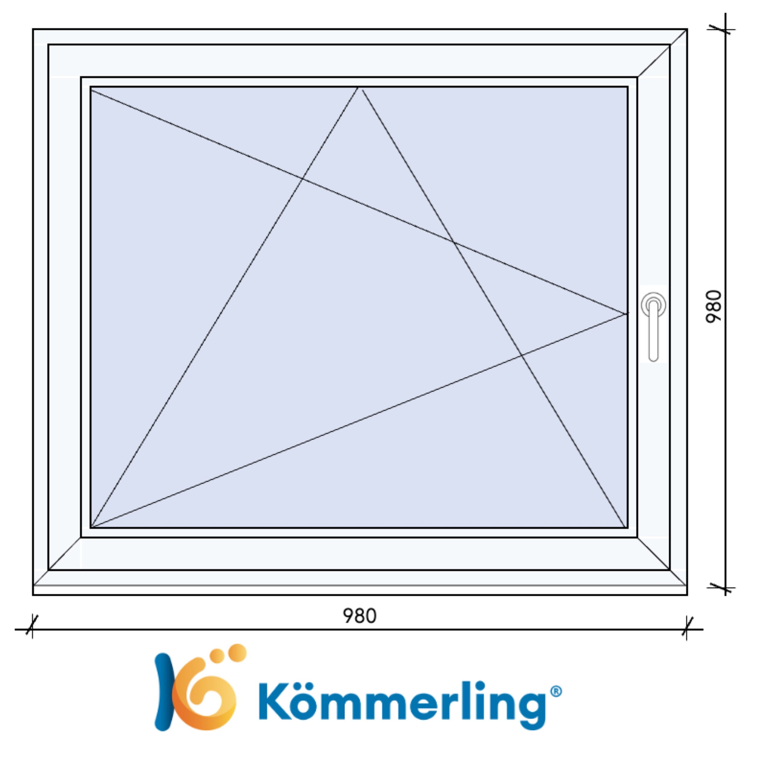 KÖMMERLING 100×100 cm bukó-nyíló ablak